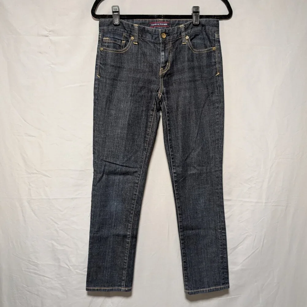Tommy Hilfiger‎ Dark Wash Straight Leg Jeans Classic Denim Preppy Size 4 Short